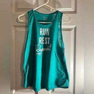 Old Navy Active Tank Top Medium Teal Run Rest Repeat Workout Sleeveless